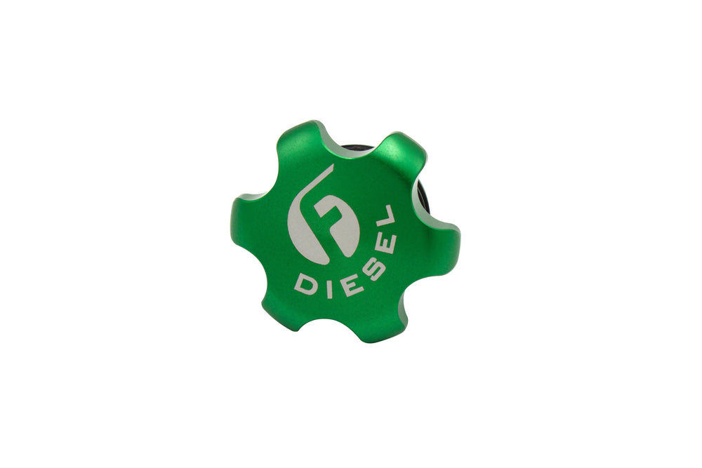 Fleece Performance - Fleece Performance Green Anodized Billet Fuel Cap for 2013-2018 Cummins - FPE-FC-1316-GRN