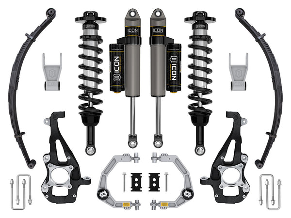ICON 2021-2024 Ford F-150 4WD, 3.5-4.5" Lift, Stage 2 Suspension System, Billet, w/ Leaf Packs