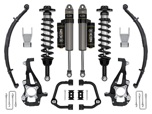 ICON 2021-2024 Ford F-150 4WD, 3.5-4.5" Lift, Stage 2 Suspension System, Tubular, w/ Leaf Packs