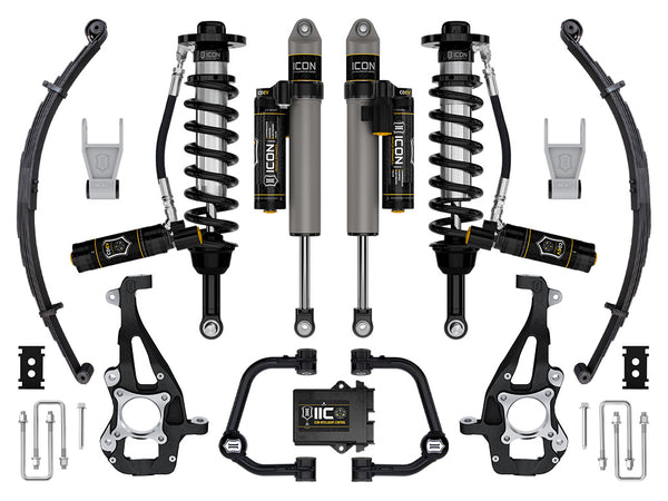 ICON 2021-2024 Ford F-150 4WD, 3.5-4.5" Lift, Stage 5 Suspension System, Tubular, w/ Leaf Packs