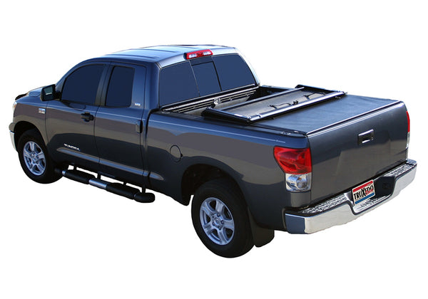 Deuce Tonneau Cover-Black-Compatible with Cargo Channel System-2007-2021 Toyota Tundra with Track System 5ft. 6in. Bed with or without Trail Special Edition Storage Boxes