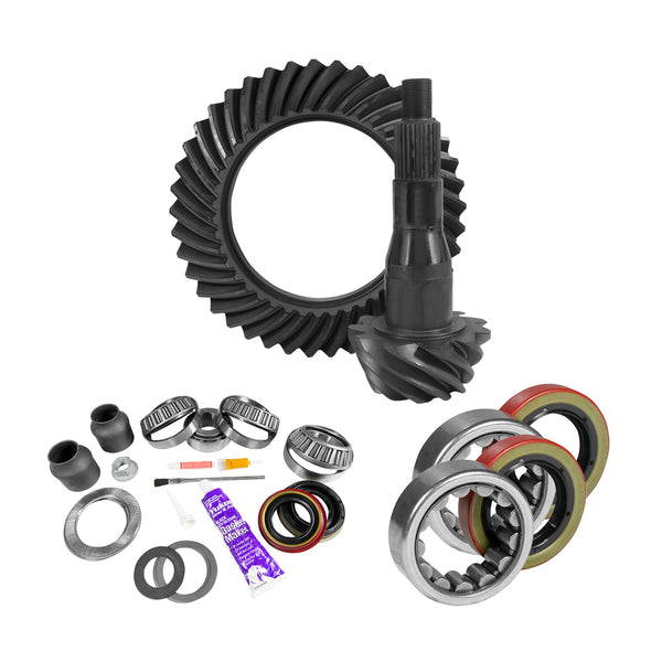 9.75" Ford 3.55 Rear Ring & Pinion, Install Kit, 2.53" OD Axle Bearings & Seal - YGK2088