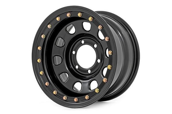 Rough Country - Steel Simulated Beadlock Wheel/Black/15x8/5x4.5/3.30 Bore/-19