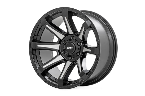 Rough Country - Rough Country 81 Series Wheel/One-Piece/Semi Gloss Black w/machined spokes/20x9/8x180/0mm