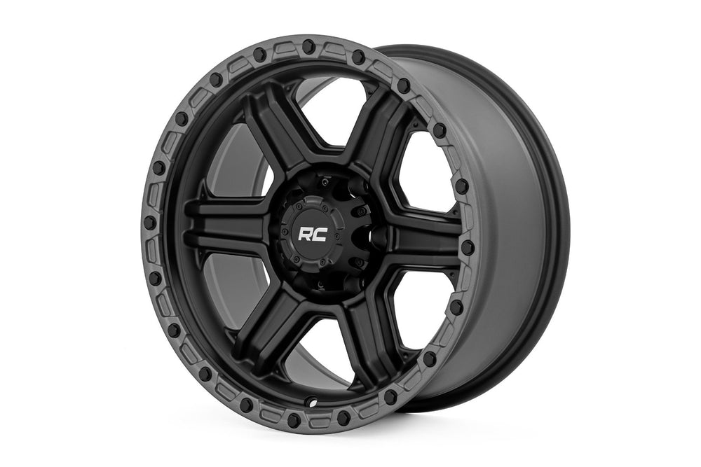 Rough Country - Rough Country 79 Series Wheel/One-Piece/Semi Gloss Black w/Gunmetal Ring/17x8.5/6x5.5/0mm