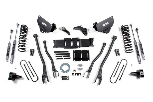 BDS Suspension - 2013-2018 Ram 3500 5.5" 4-Link Suspension Lift, 4" Rear, Block, Gas w/ 6 bolt T- -BDS1780FPE