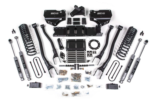BDS Suspension - 2019-2024 Ram 3500 4" 4-Link Suspension Lift, 2" Rear, Block, Diesel w/ overload -BDS1673FPE