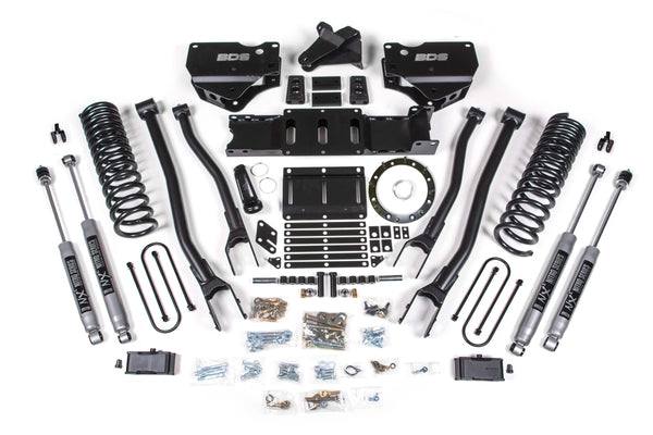 BDS Suspension - 2019-2024 Ram 3500 4" 4-Link Diesel - 3" Rear Block w/ overload - 6 Bolt T-Case- -BDS1667H
