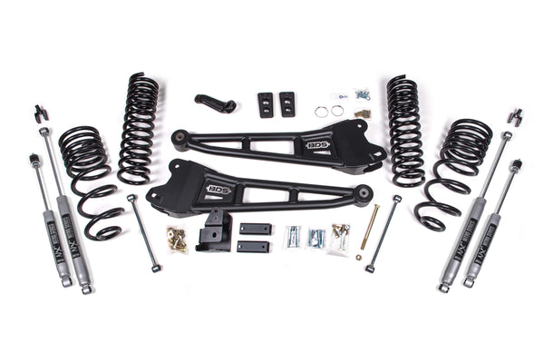 BDS Suspension - 2014-2018 Ram 2500 4" Radius Arm Diesel - Rear Coil Spring - NX2 Shocks -BDS1762H