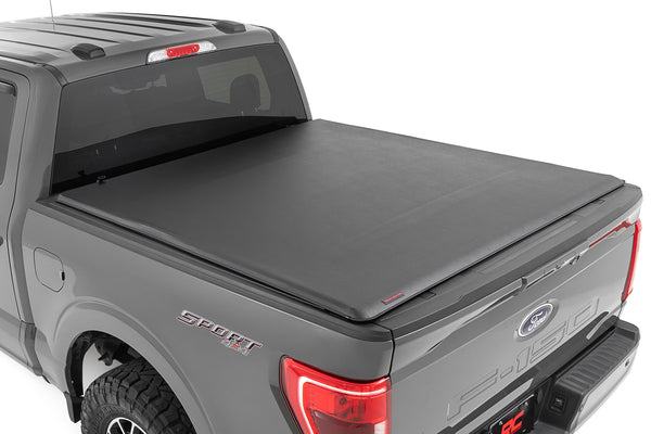 Rough Country - Soft Roll Up Bed Cover - 6'7" Bed - Ford F-150/F-150 Lightning/Raptor (15-25)