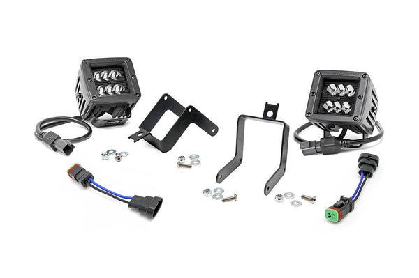 Rough Country - LED Light Kit - Fog Mount - 2" Black Pair - Ford F-250/F-350 Super Duty (11-16)