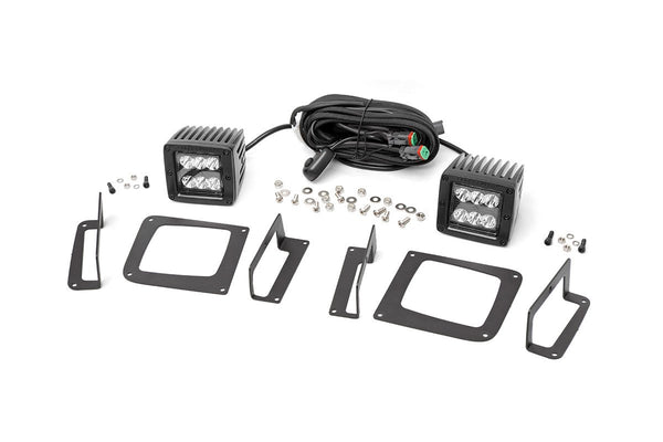 Rough Country - LED Light Kit - Fog Mount - 2" Black Pair - GMC Sierra 1500 2WD/4WD (14-15)