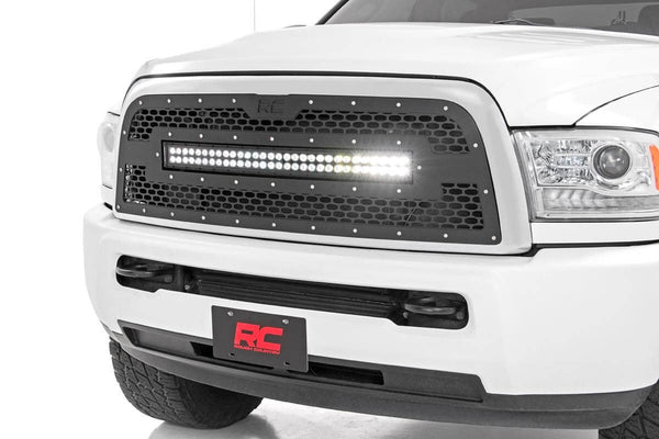 Rough Country - Mesh Grille - 30" Dual Row LED - Black - Ram 2500/3500 2WD/4WD (2013-2018)