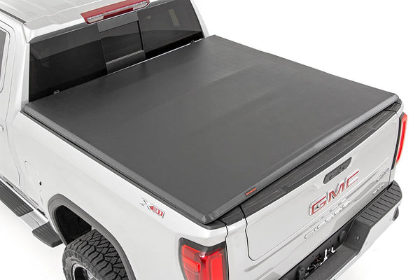 Rough Country - Soft Tri-Fold Bed Cover - 5'10" Bed - Chevy/GMC Sierra/Silverado 1500 (19-25)