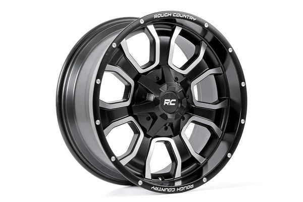 Rough Country - Rough Country 93 Series Wheel/One-Piece/Machined Black/20x9/6x5.5/6x135/0mm