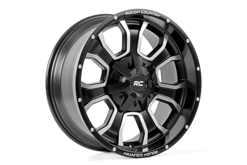 Rough Country - Rough Country 93 Series Wheel/One-Piece/Machined Black/20x10/6x5.5/6x135/-18mm