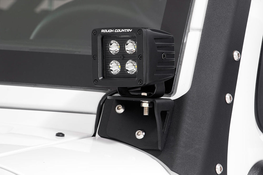 Rough Country - LED Light Mount - Lower Windshield - Pod - Jeep Wrangler JK/Wrangler Unlimited (07-18)