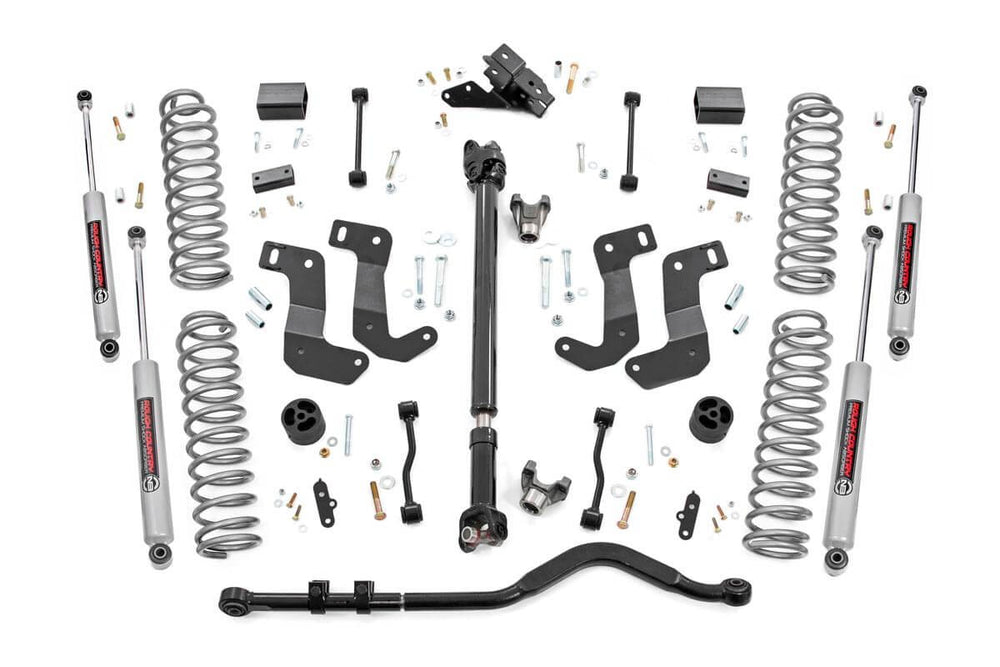 Rough Country - 3.5 Inch lift Kit - C/A Drop - FR D/S - Jeep Wrangler Unlimited 4WD (18-23)