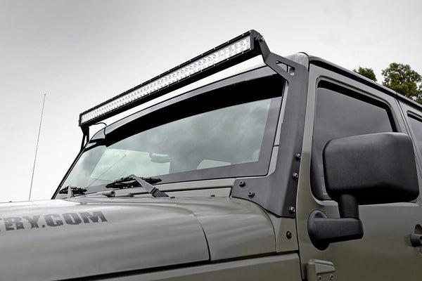 Rough Country - LED Light Mounts - Upper Windshield - 50" - Jeep Wrangler JK/Wrangler Unlimited (07-18)