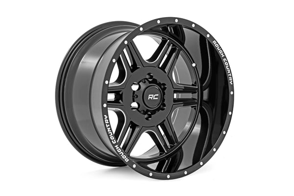 Rough Country - Rough Country 92 Series Wheel/Machined One-Piece/Gloss Black/20x12/8x6.5/-44mm