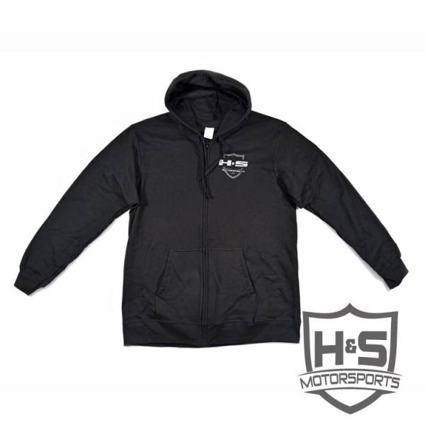 H&S Motorsports - H & S Men's "Retro" Zip-Up Hoodie - Black - Size L