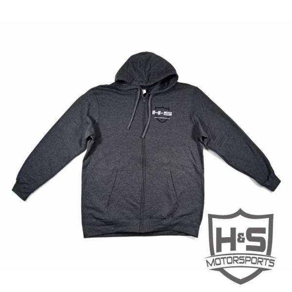 H&S Motorsports - H & S Men's "Retro" Zip-Up Hoodie - Grey - Size XL