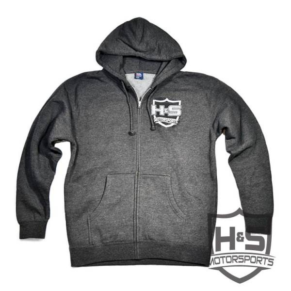 H&S Motorsports - H & S Men's Zip-Up Hoodie - Grey - Size L
