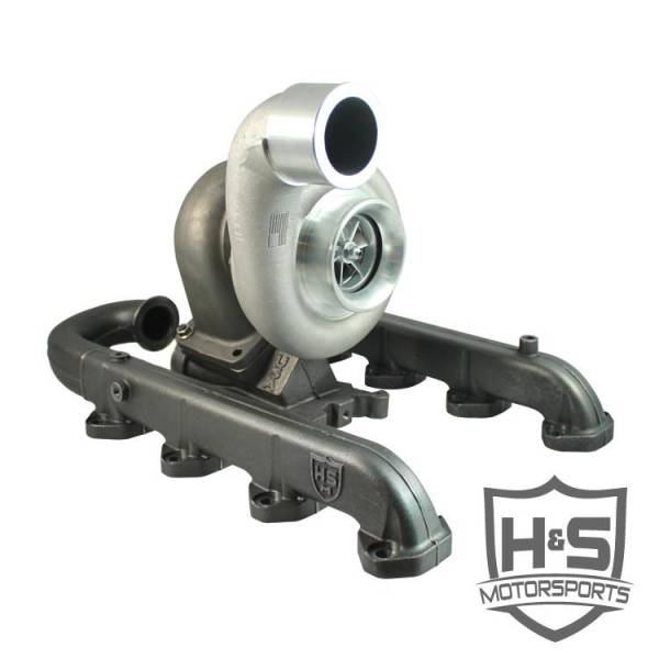 H&S Motorsports - H & S 11-16 Ford 6.7L Turbo Kit  (Made to Order) - Turbine Housing Spool, Textured Black Powdercoat Pipe Finish
