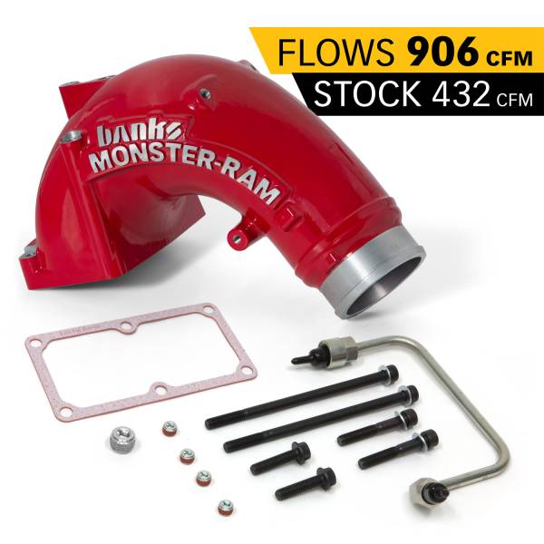 Banks Power - Banks Power Monster-Ram Intake Elbow Kit W/Fuel Line 3.5 Inch Red Powder Coated 07.5-18 Dodge/Ram 2500/3500 6.7L 42788-PC