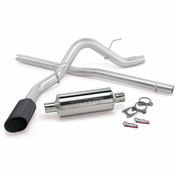 Banks Power - Banks Power Monster Exhaust System Single Exit Black Ob Round Tip 04-08 Ford F-150 and Lincoln-Mark LT SCLB-ECMB 48741-B