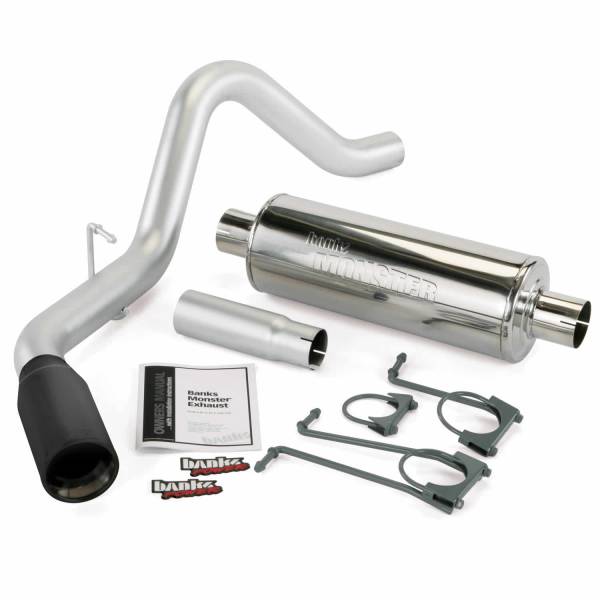Banks Power - Banks Power Monster Exhaust System Single Exit Black Round Tip 08-10 Ford 6.8 S/D Super Duty Truck ECSB/CCSB or and 11-16 Ford 6.2 CCLB 48725-B