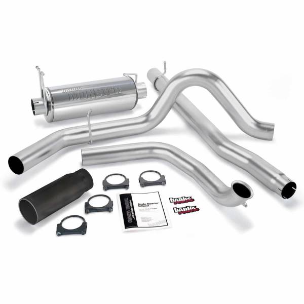 Banks Power - Banks Power Monster Exhaust System Single Exit Black Round Tip 99-03 Ford 7.3L without Catalytic Converter 48656-B