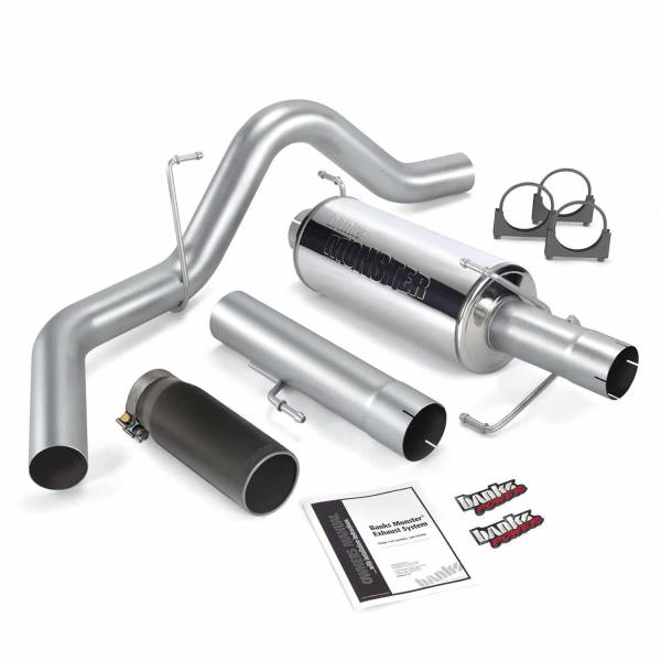 Banks Power - Banks Power Monster Exhaust System Single Exit Black Round Tip 04-07 Dodge 5.9L 325hp CCLB 48701-B