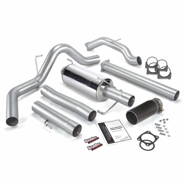 Banks Power - Banks Power Monster Exhaust System Single Exit Black Round Tip 03-04 Dodge 5.9L CCLB No Catalytic Converter 48643-B