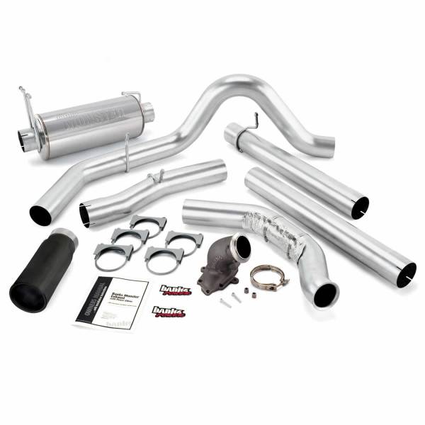 Banks Power - Banks Power Monster Exhaust System W/Power Elbow Single Exit Black Round Tip 01-03 Ford 7.3L-275hp Manual Transmission W/Catalytic Converter 48660-B