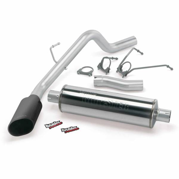 Banks Power - Banks Power Monster Exhaust System Single Exit Black Ob Round Tip 08 Dodge 5.7L Hemi 1500 SCSB/CCSB/CCLB 48579-B