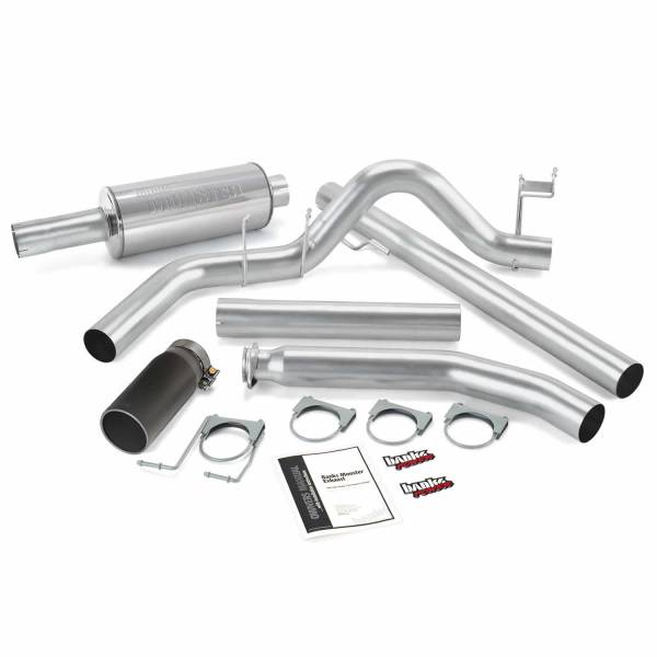 Banks Power - Banks Power Monster Exhaust System Single Exit Black Round Tip 98-02 Dodge 5.9L Extended Cab 48636-B