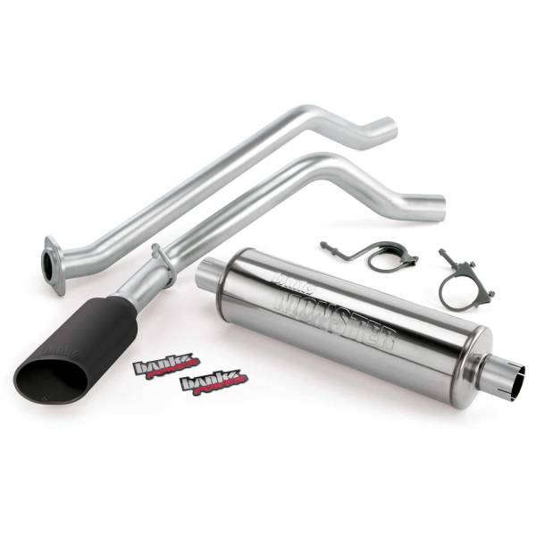 Banks Power - Banks Power Monster Exhaust System Single Exit Black Ob Round Tip 09 Chevy 5.3 CCSB-ECSB FFV Flex-Fuel Vehicle 48346-B