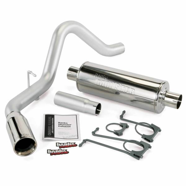 Banks Power - Banks Power Monster Exhaust System Single Exit Chrome Round Tip 2008-10 Ford 6.8 S/D Super Duty ECSB/CCSB or and 2011-16 Ford 6.2 CCLB 48725