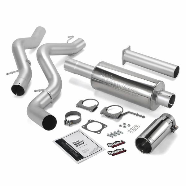 Banks Power - Banks Power Monster Exhaust System Single Exit Chrome Round Tip 02-05 Chevy 6.6L EC/CCLB 48634