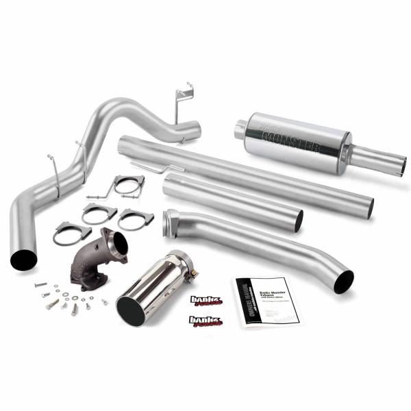 Banks Power - Banks Power Monster Exhaust System W/Power Elbow Single Exit Chrome Round Tip 98-02 Dodge 5.9L Extended Bed 48638