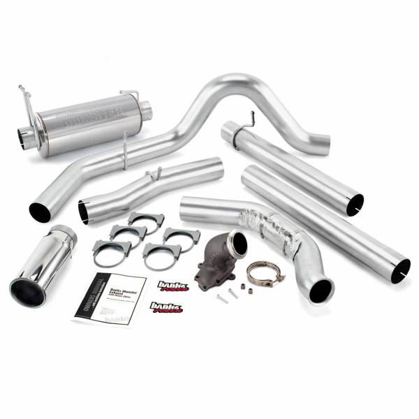 Banks Power - Banks Power Monster Exhaust System W/Power Elbow Single Exit Chrome Round Tip 01-03 Ford 7.3L-275hp Manual Transmission W/Catalytic Converter 48660