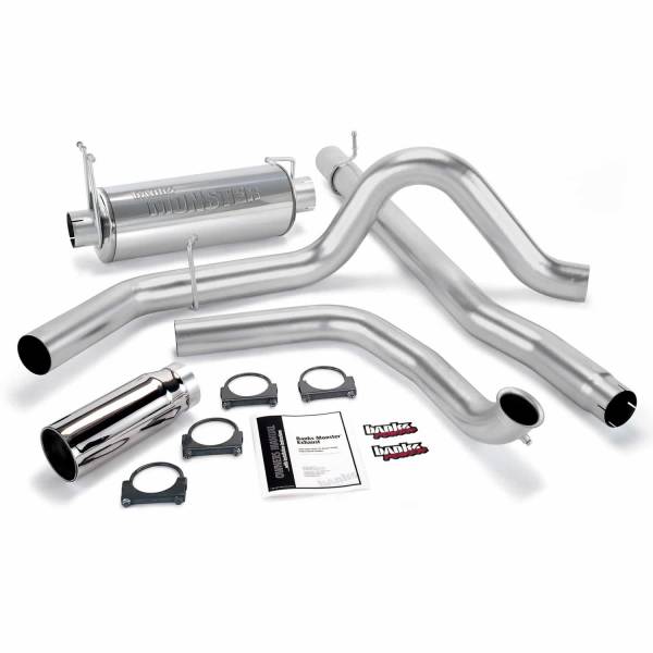 Banks Power - Banks Power Monster Exhaust System Single Exit Chrome Round Tip 99-03 Ford 7.3L without Catalytic Converter 48656