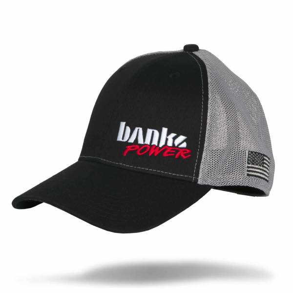Banks Power - Banks Power Power Hat Twill/Mesh Black/Gray/WhiteRed Curved Bill Flexible Fit 96129