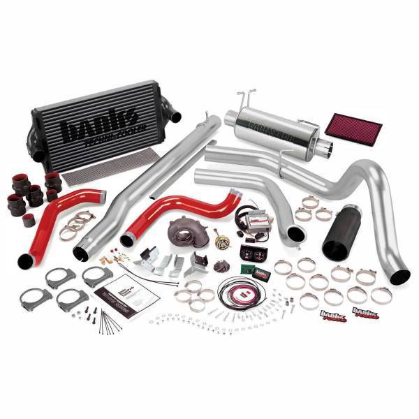 Banks Power - Banks Power PowerPack Bundle Complete Power System W/Single Exit Exhaust Black Tip 99.5-03 Ford 7.3L F250/F350 Automatic Transmission 47556-B