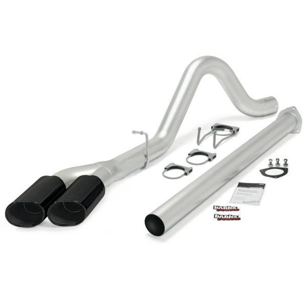 Banks Power - Banks Power Monster Exhaust System Single Exit DualBlack Ob Round Tips 11-14 Ford 6.7L F250/F350/450 CCSB-LB 49789-B