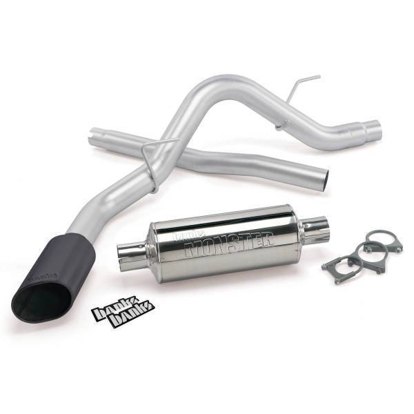 Banks Power - Banks Power Monster Exhaust System Single Exit Black Ob Round Tip 11-14 Ford F-150 3.5L EcoBoost 5.0 6.2L all Cab/Bed 48761-B