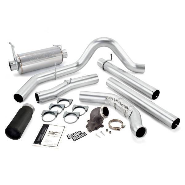 Banks Power - Banks Power Monster Exhaust System W/Power Elbow Single Exit Black Round Tip 01-03 Ford 7.3L-275hp Manual Transmission W/Catalytic Converter 48660-B