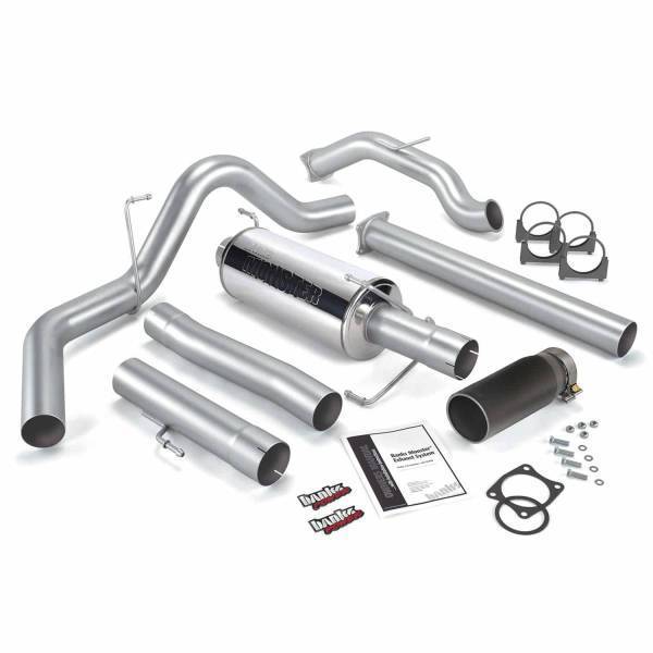 Banks Power - Banks Power Monster Exhaust System Single Exit Black Round Tip 03-04 Dodge 5.9L CCLB No Catalytic Converter 48643-B