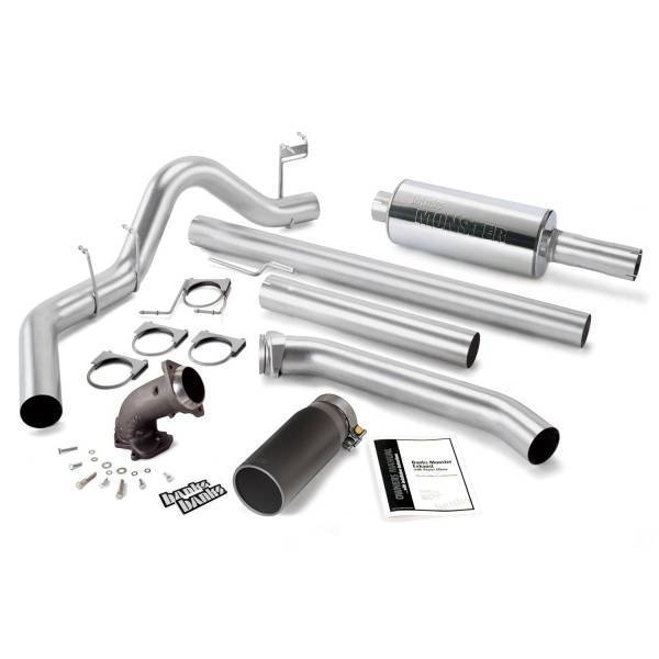 Banks Power - Banks Power Monster Exhaust System W/Power Elbow Single Exit Black Round Tip 98-02 Dodge 5.9L Extended Cab 48638-B